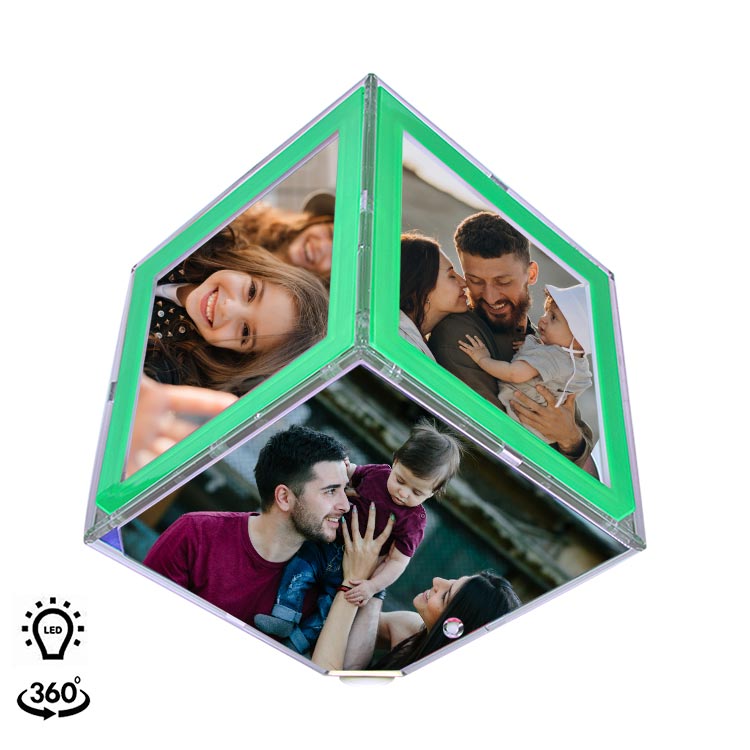 Bordürlü Büyük Dönen Led Işıklı Küp Çerçeve - 15x15cm - 6
