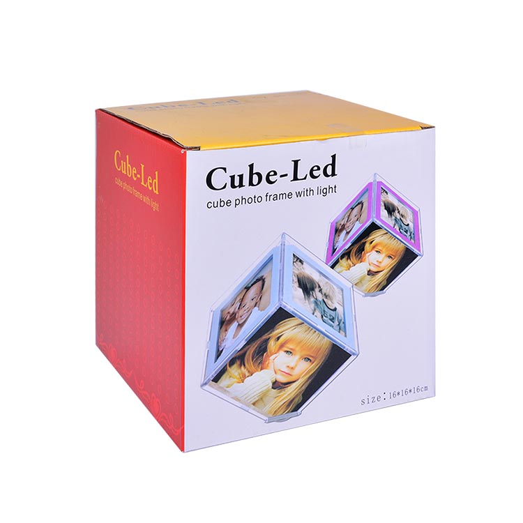 Bordürlü Büyük Dönen Led Işıklı Küp Çerçeve - 15x15cm - 8