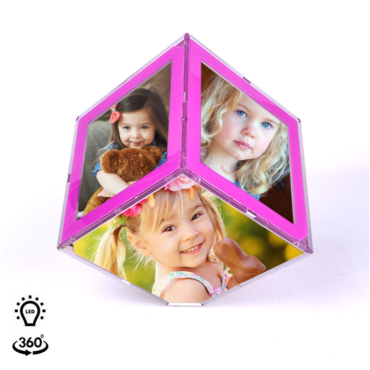 Bordürlü Büyük Dönen Led Işıklı Küp Çerçeve - 15x15cm - 1