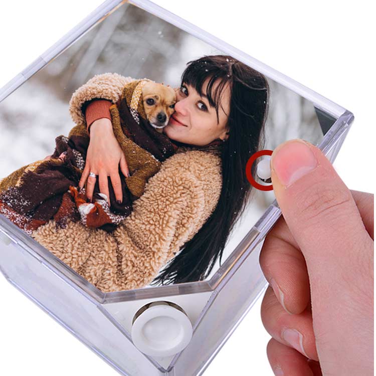 Bordürlü Dönen Led Işıklı Küp Çerçeve - 10x10cm - 3