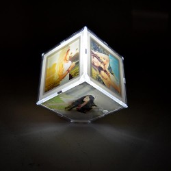 Bordürlü Dönen Led Işıklı Küp Çerçeve - 10x10cm - Thumbnail