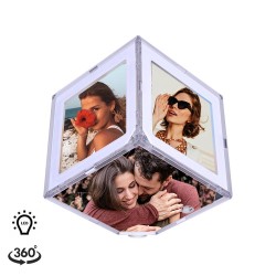 Bordürlü Dönen Led Işıklı Küp Çerçeve - 10x10cm - Thumbnail