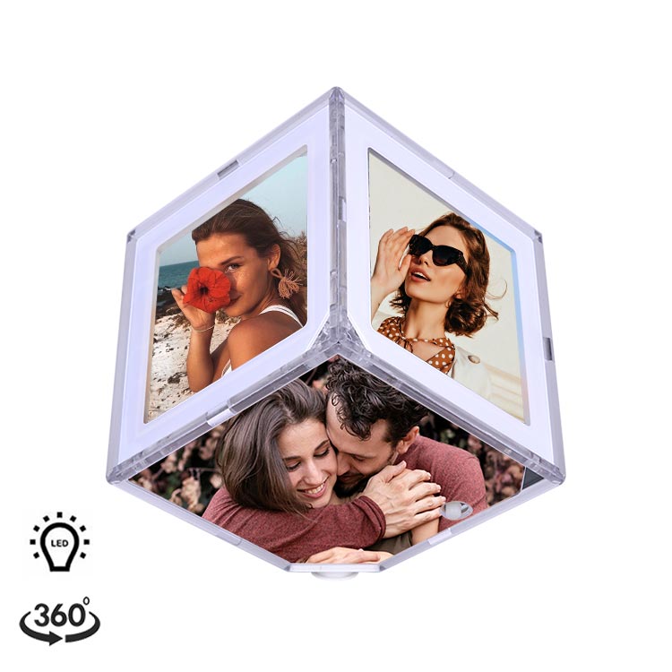 Bordürlü Dönen Led Işıklı Küp Çerçeve - 10x10cm