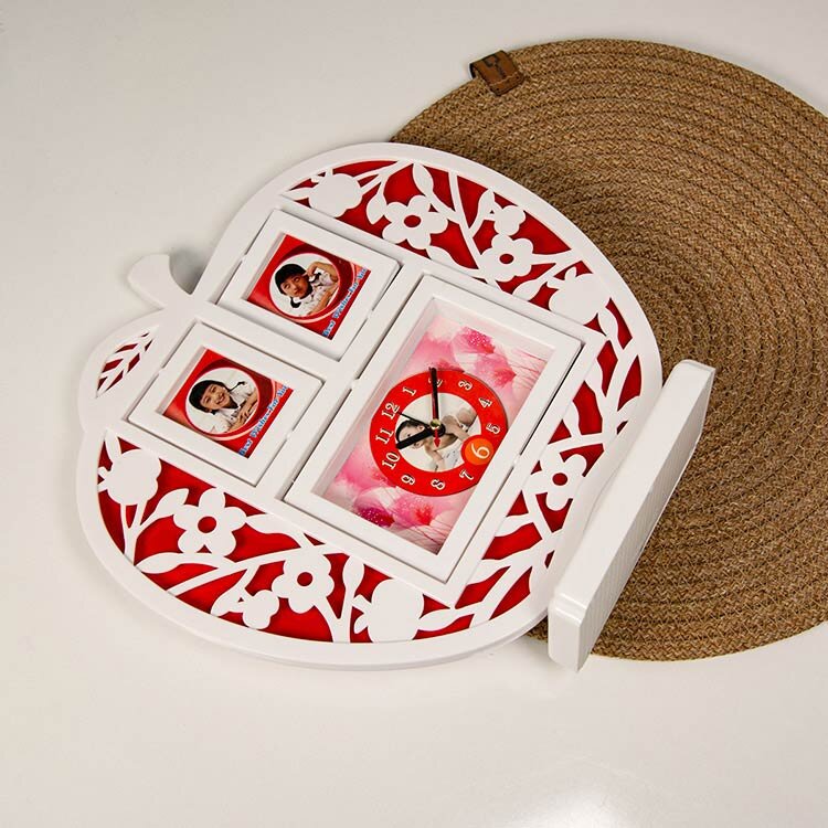 Çalar Saatli Beyaz Elma Fotoğraf Çerçevesi - 8