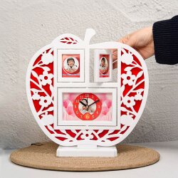 Çalar Saatli Beyaz Elma Fotoğraf Çerçevesi - 5