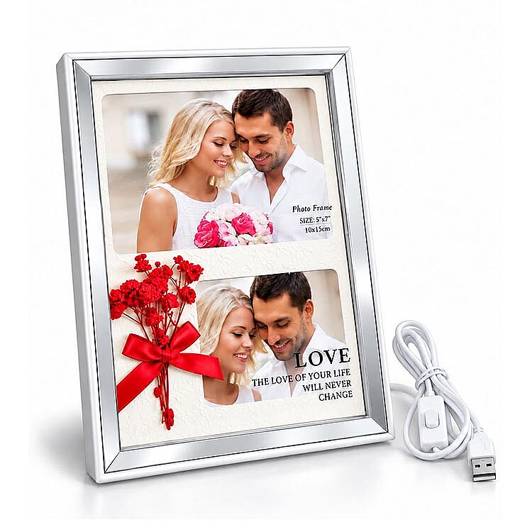 Çift Fotoğraflı Led Işıklı Fotoğraf Çerçevesi - 1