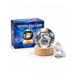 Yunus Balığı Figürlü Led Işıklı Mini Cam Küre - Ahşap Standlı - 6