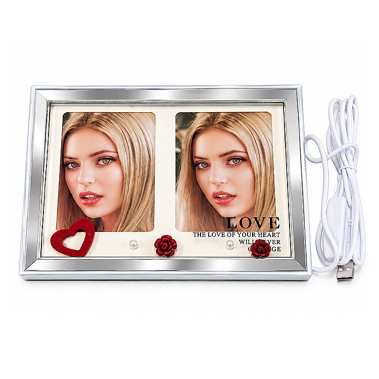 Dekoratif Çift Fotoğraflı Led Işıklı Fotoğraf Çerçevesi - 7