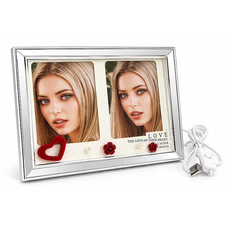 Dekoratif Çift Fotoğraflı Led Işıklı Fotoğraf Çerçevesi - 1