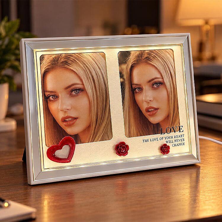 Dekoratif Çift Fotoğraflı Led Işıklı Fotoğraf Çerçevesi - 2