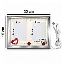 Dekoratif Çift Fotoğraflı Led Işıklı Fotoğraf Çerçevesi - 3