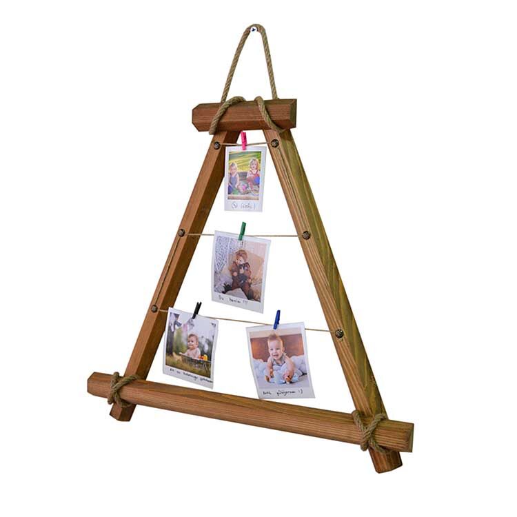 Ahşap İpli Mandallı Üçgen Duvar Fotoğraf Çerçevesi - 50x50 - 1