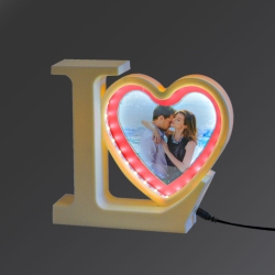 Dekoratif Kalpli Love Sihirli Ayna - Led Işıklı Çerçeve - 4