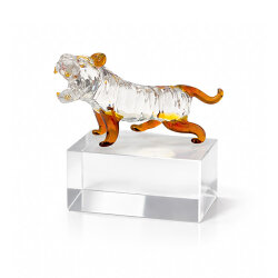 Dekoratif Kaplan Figürlü Kristal Cam Biblo - NobbyStar