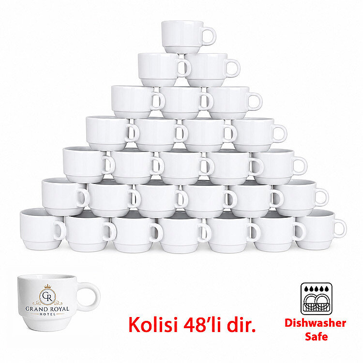 Elegance Süblimasyon Beyaz Porselen Kahve Fincanı - Koli - 5