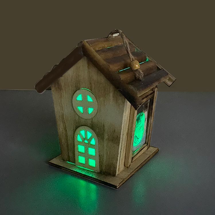 Ev Figürlü Işıklı Bambu Fotoğraf Çerçevesi - 2