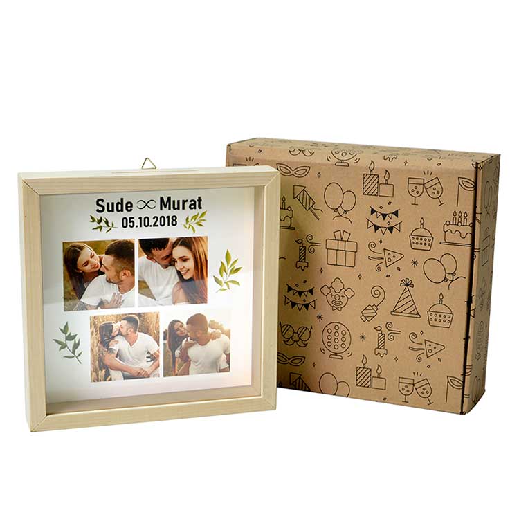 Doğal Ahşap Derin Fotoğraf Çerçevesi - 2 Adet - 21x21 - 6