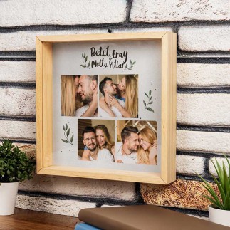 Doğal Ahşap Derin Fotoğraf Çerçevesi - 2 Adet - 21x21 - 3