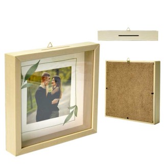 Doğal Ahşap Derin Fotoğraf Çerçevesi - 2 Adet - 21x21 - 7