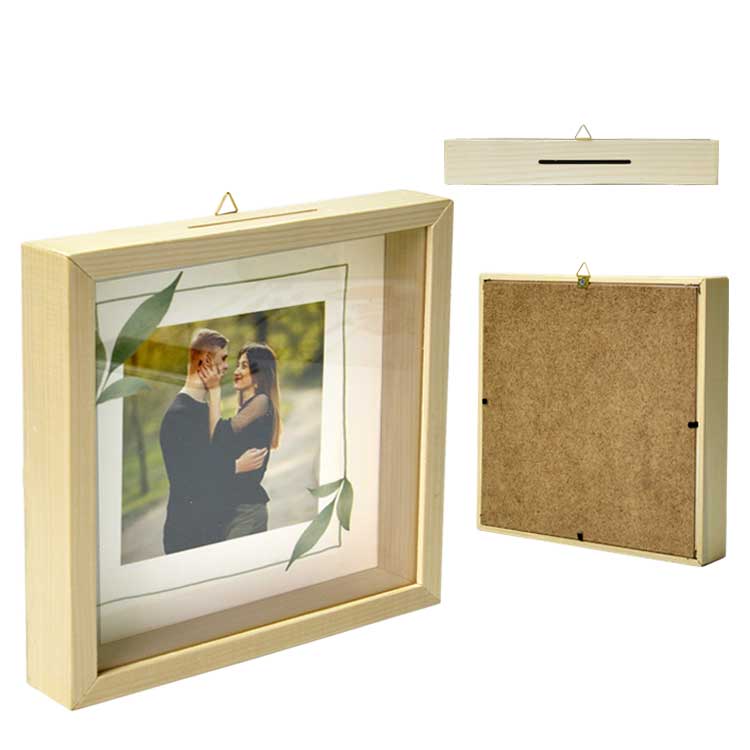 Doğal Ahşap Derin Fotoğraf Çerçevesi - 2 Adet - 21x21 - 7