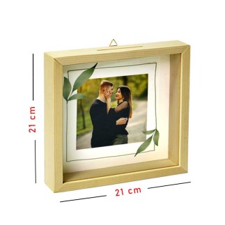 Doğal Ahşap Derin Fotoğraf Çerçevesi - 2 Adet - 21x21 - 5