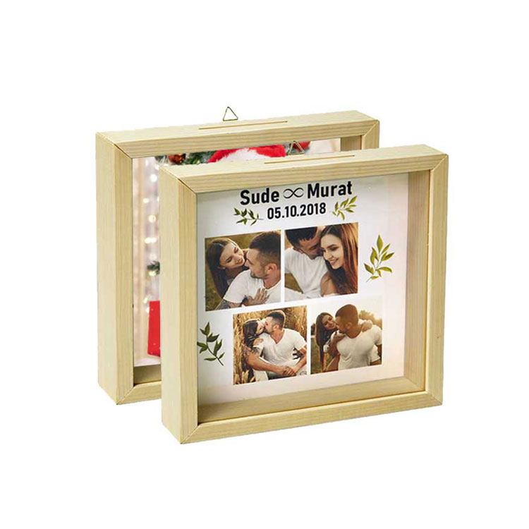 Doğal Ahşap Derin Fotoğraf Çerçevesi - 2 Adet - 21x21 - 1