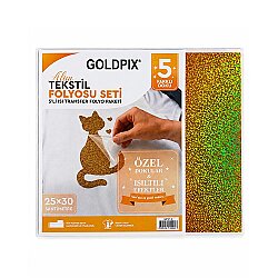 Goldpix Desenli Altın Tekstil Baskı Folyo Seti 5'li Paket - 25x30cm - 5