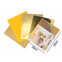 Goldpix Desenli Altın Tekstil Baskı Folyo Seti 5'li Paket - 25x30cm - 3