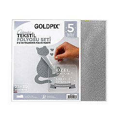 Goldpix Desenli Gümüş Tekstil Baskı Folyo Seti 5'li Paket - 25x30cm - 5