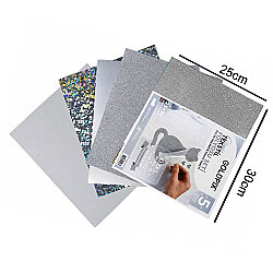 Goldpix Desenli Gümüş Tekstil Baskı Folyo Seti 5'li Paket - 25x30cm - 3