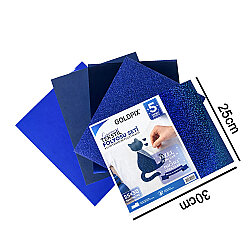Goldpix Desenli Lacivert Tekstil Baskı Folyo Seti 5'li Paket - 25x30cm - 3