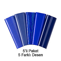 Goldpix Desenli Lacivert Tekstil Baskı Folyo Seti 5'li Paket - 25x30cm - Goldpix