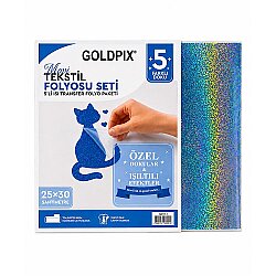 Goldpix Desenli Mavi Tekstil Baskı Folyo Seti 5'li Paket - 25x30cm - 5