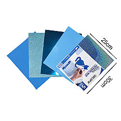 Goldpix Desenli Mavi Tekstil Baskı Folyo Seti 5'li Paket - 25x30cm - 3