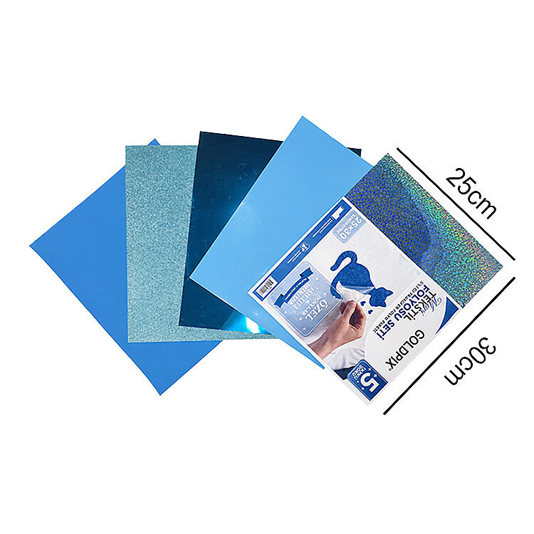 Goldpix Desenli Mavi Tekstil Baskı Folyo Seti 5'li Paket - 25x30cm - 3