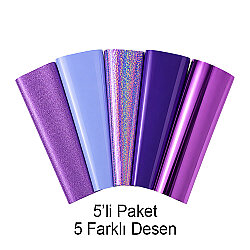 Goldpix Desenli Mor Tekstil Baskı Folyo Seti 5'li Paket - 25x30cm - Goldpix