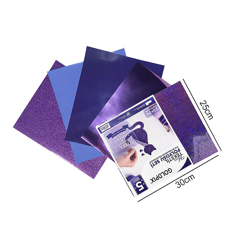 Goldpix Desenli Mor Tekstil Baskı Folyo Seti 5'li Paket - 25x30cm - 3