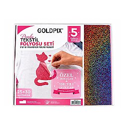 Goldpix Desenli Pembe Tekstil Baskı Folyo Seti 5'li Paket - 25x30cm - 5
