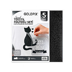 Goldpix Desenli Siyah Tekstil Baskı Folyo Seti 5'li Paket - 25x30cm - 5