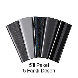 Goldpix Desenli Siyah Tekstil Baskı Folyo Seti 5'li Paket - 25x30cm - Goldpix