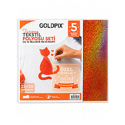 Goldpix Desenli Turuncu Tekstil Baskı Folyo Seti 5'li Paket - 25x30cm - 5