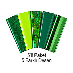Goldpix Desenli Yeşil Tekstil Baskı Folyo Seti 5'li Paket - 25x30cm - Goldpix