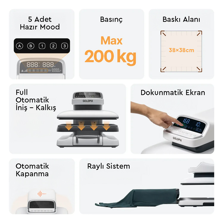 Goldpix Full Otomatik Düz Isı Transfer Baskı Makinesi - 38x38cm - 2