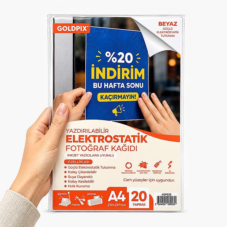 Goldpix İnkjet Beyaz Elektrostatik Fotoğraf Kağıdı 20 Adet - 20x30cm - 1