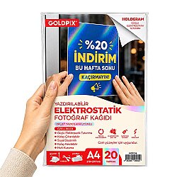 Goldpix İnkjet Hologram Elektrostatik Fotoğraf Kağıdı 20 Adet - 20x30cm - Goldpix