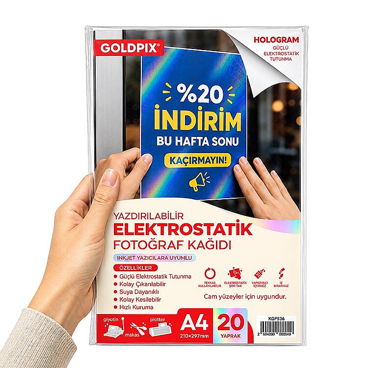 Goldpix İnkjet Hologram Elektrostatik Fotoğraf Kağıdı 20 Adet - 20x30cm - 1
