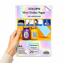 Goldpix İnkjet Yapışkanlı Hologram Sticker Film Etiket Kağıdı - 20x30cm - Goldpix