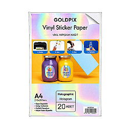 Goldpix İnkjet Yapışkanlı Hologram Sticker Film Etiket Kağıdı - 20x30cm - 5