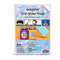 Goldpix İnkjet Yapışkanlı Hologram Sticker Film Etiket Kağıdı 20 Adet - 20x30cm - 6