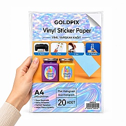 Goldpix İnkjet Yapışkanlı Hologram Sticker Film Etiket Kağıdı 20 Adet - 20x30cm - Goldpix